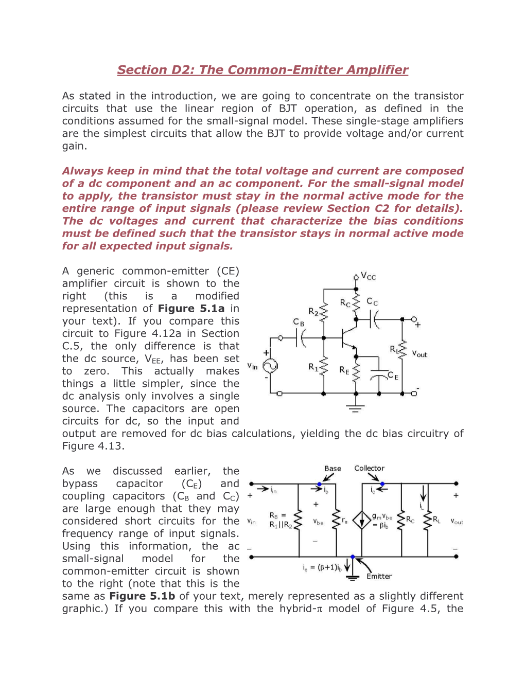 Section D2: the Common-Emitter Amplifier