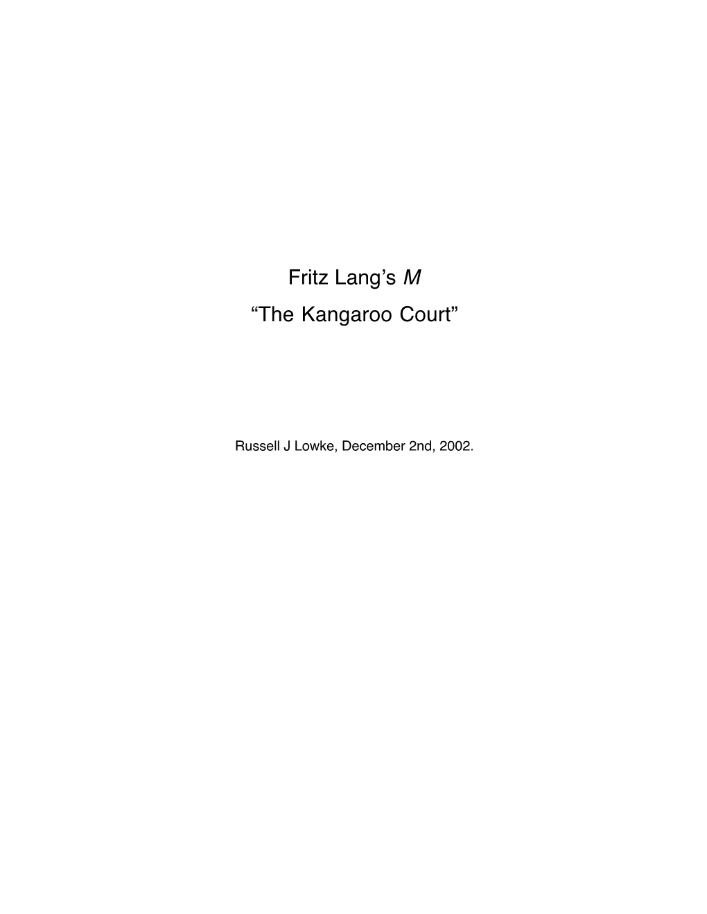 The Kangaroo Court”