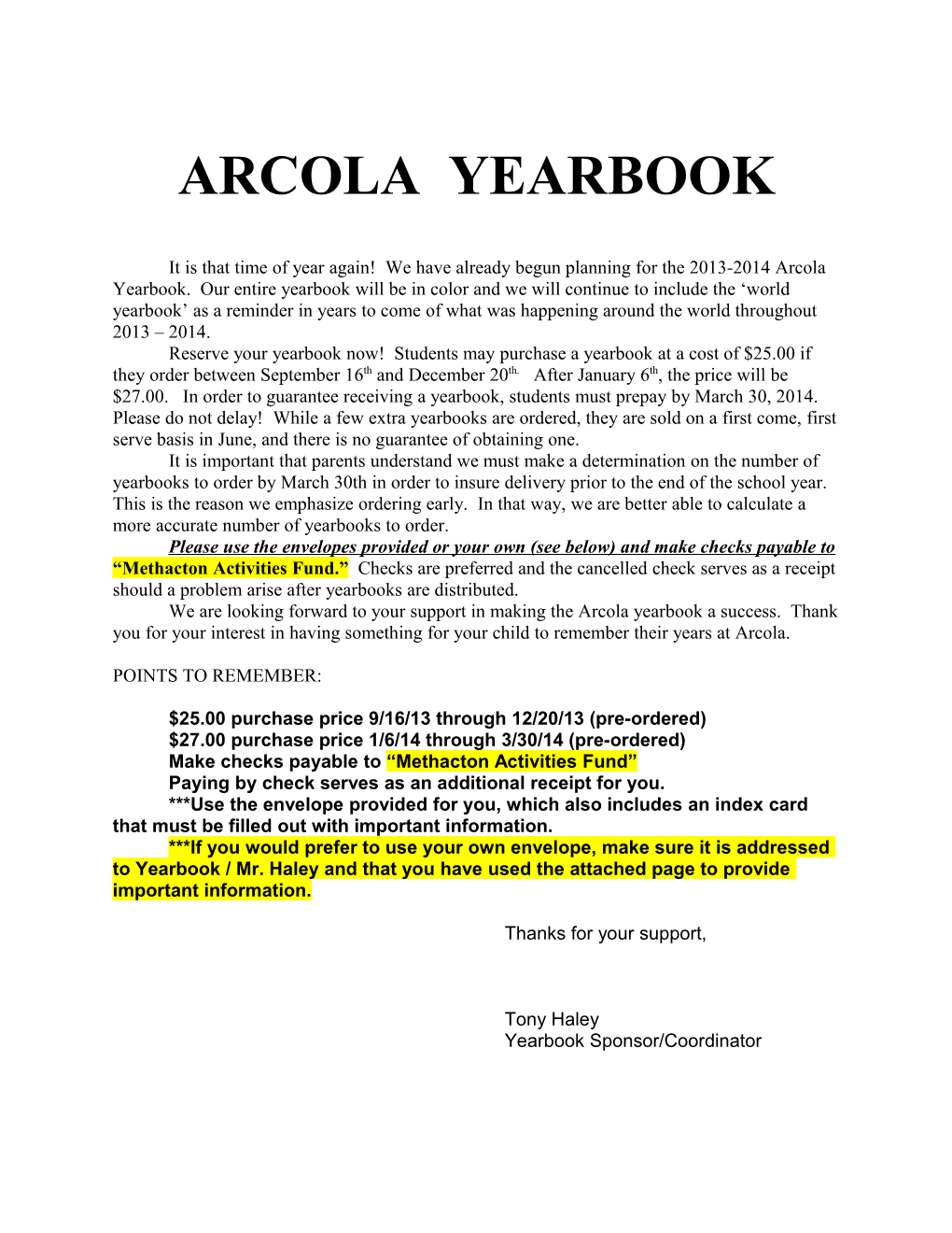 Arcola Yearbook