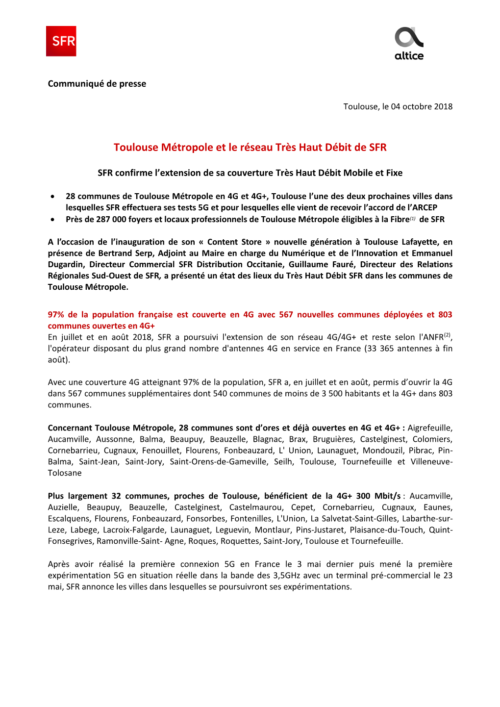 04.10.2018 Toulouse Métropole Et Le Réseau Très Haut Débit De SFR Télécharger