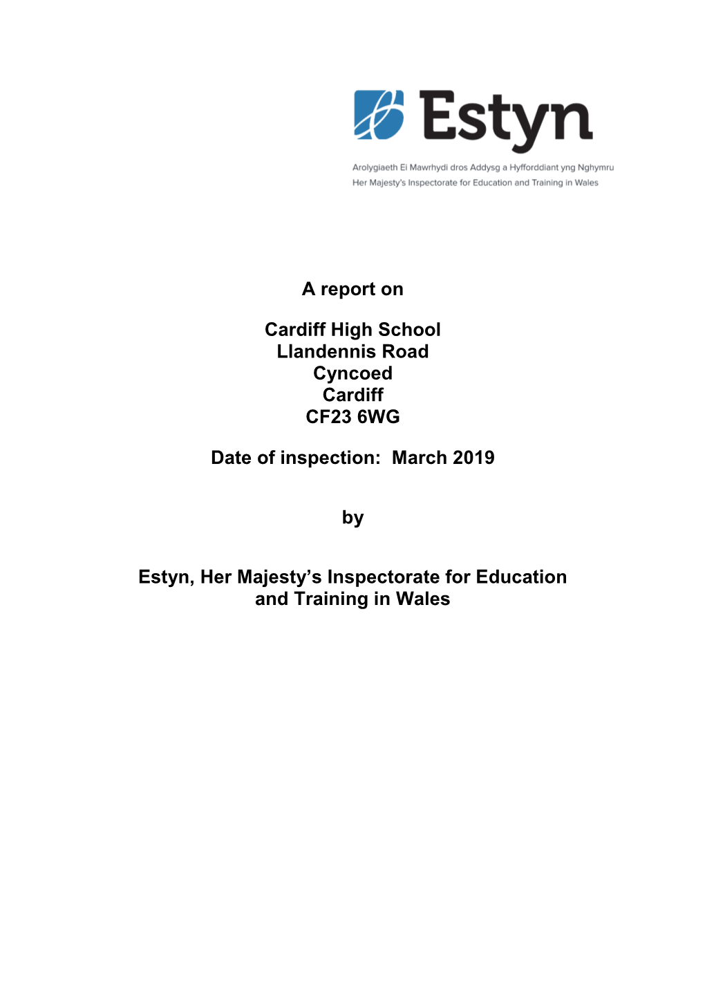 Inspection Report Cardiff High School 2019