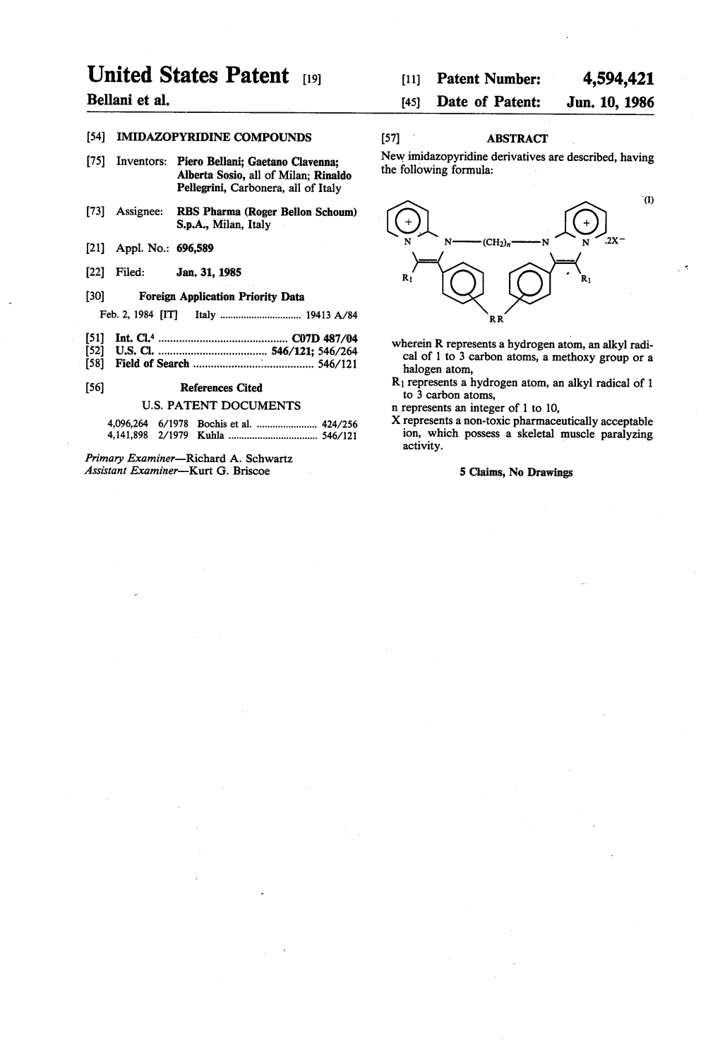 United States Patent [191 4,594,421