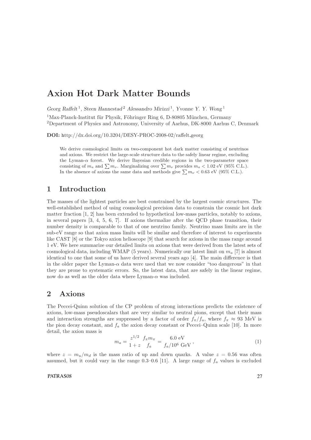 Axion Hot Dark Matter Bounds