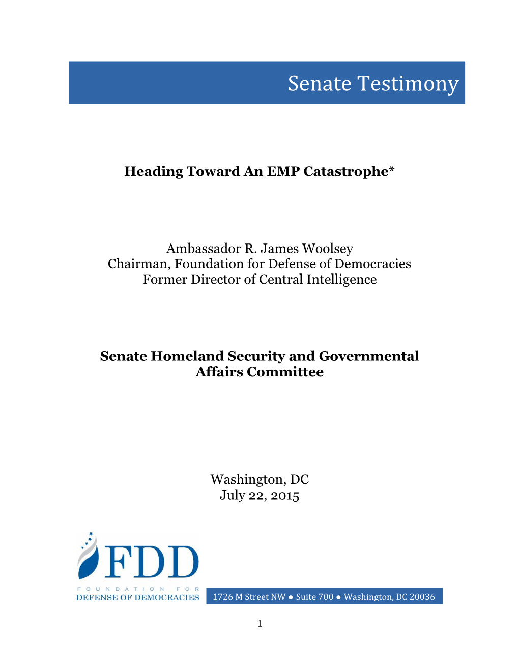 Senate Testimony