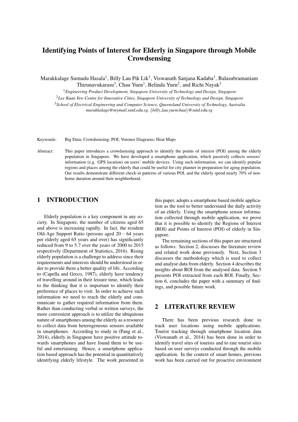 Identifying Points of Interest for Elderly in Singapore Through Mobile Crowdsensing