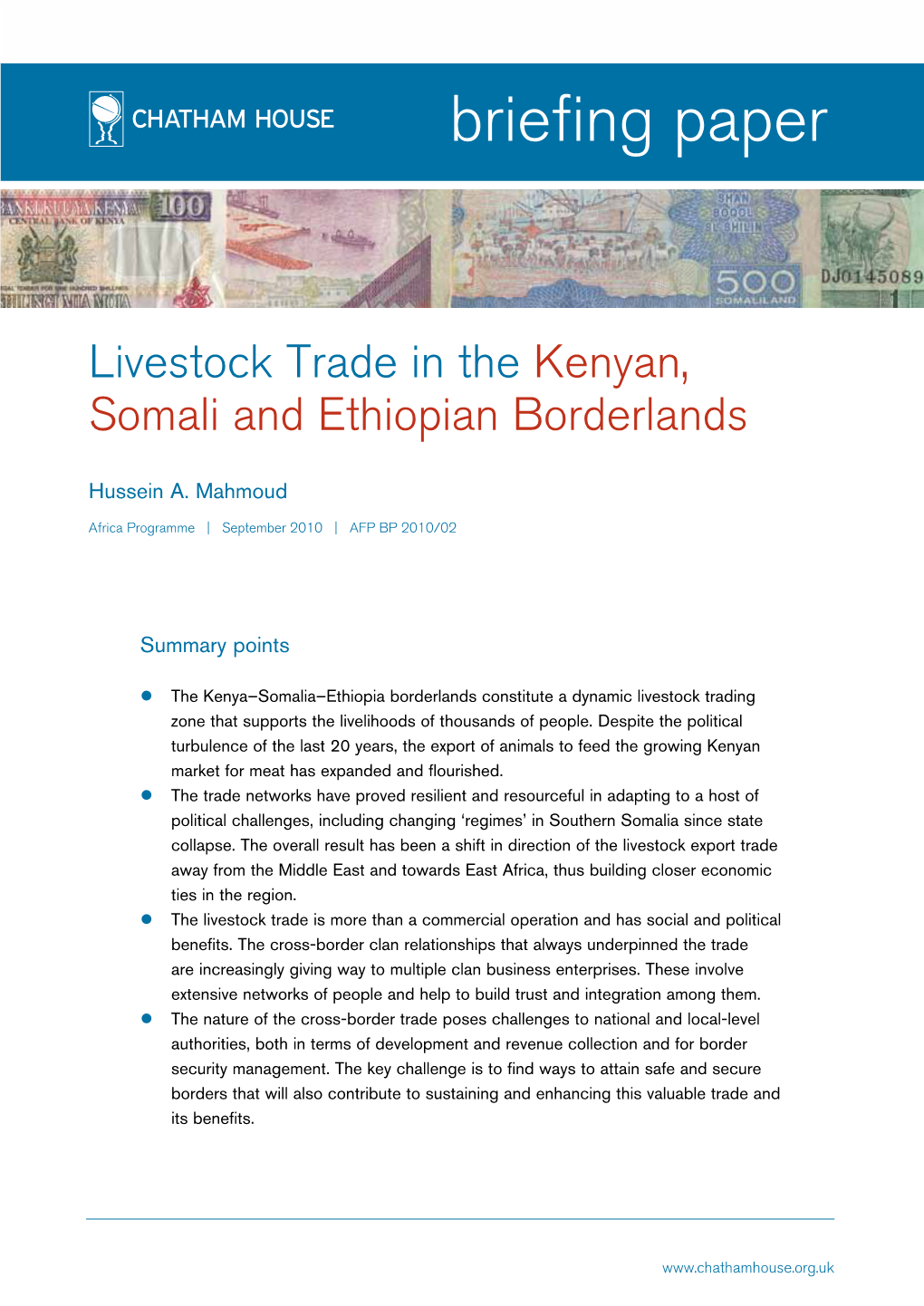 Livestock Trade in the Kenyan, Somali and Ethiopian Borderlands Page 2