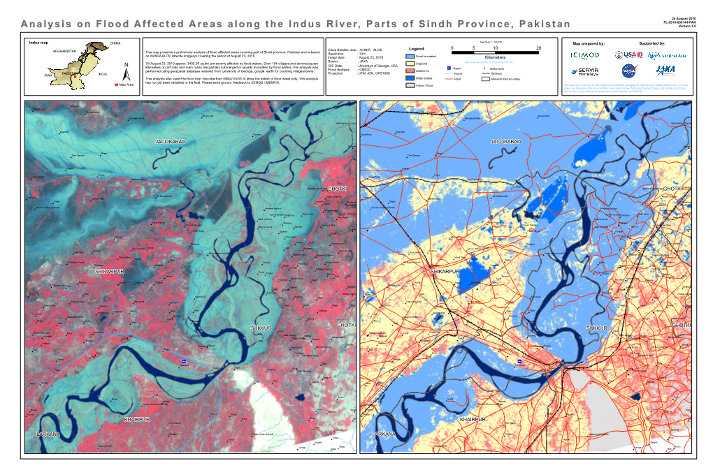 Analysis on Flood Affected Areas Along the Indus River, Parts Of