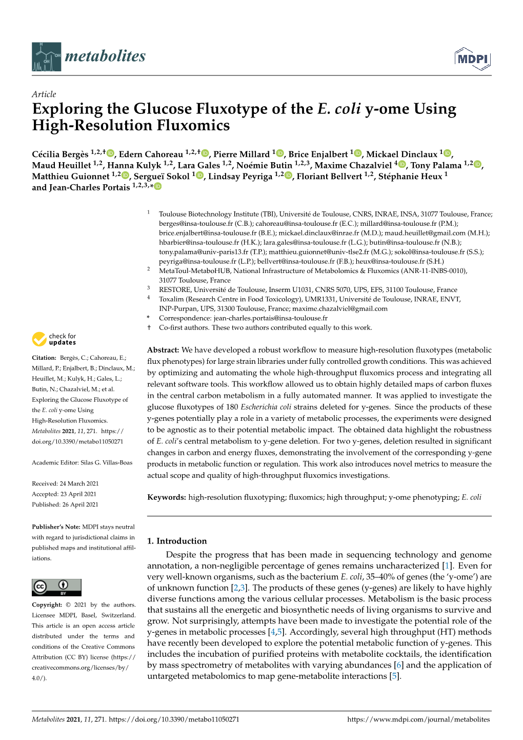 Exploring the Glucose Fluxotype of the E. Coli Y-Ome Using High-Resolution Fluxomics