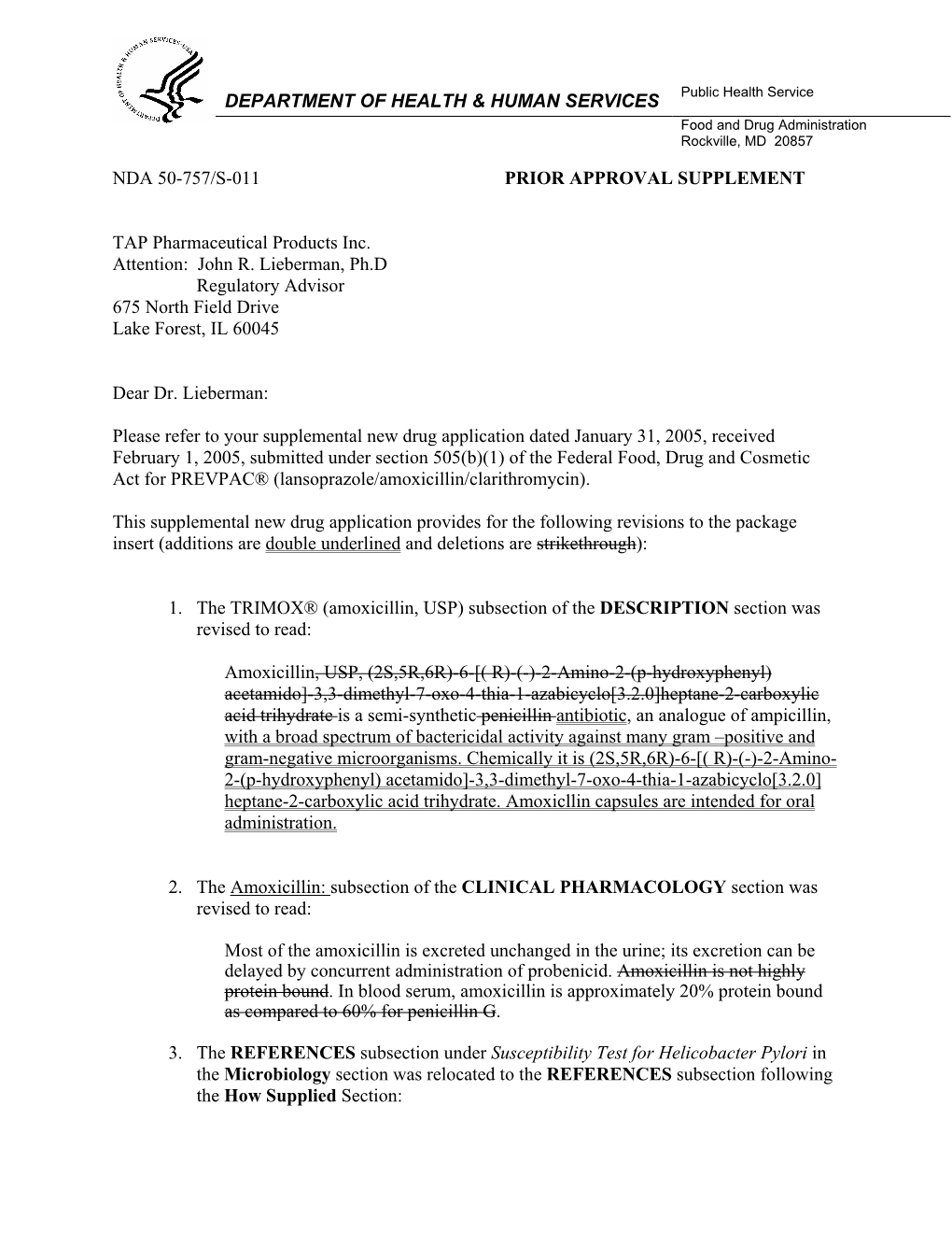 Department of Health & Human Services Nda 50-757/S