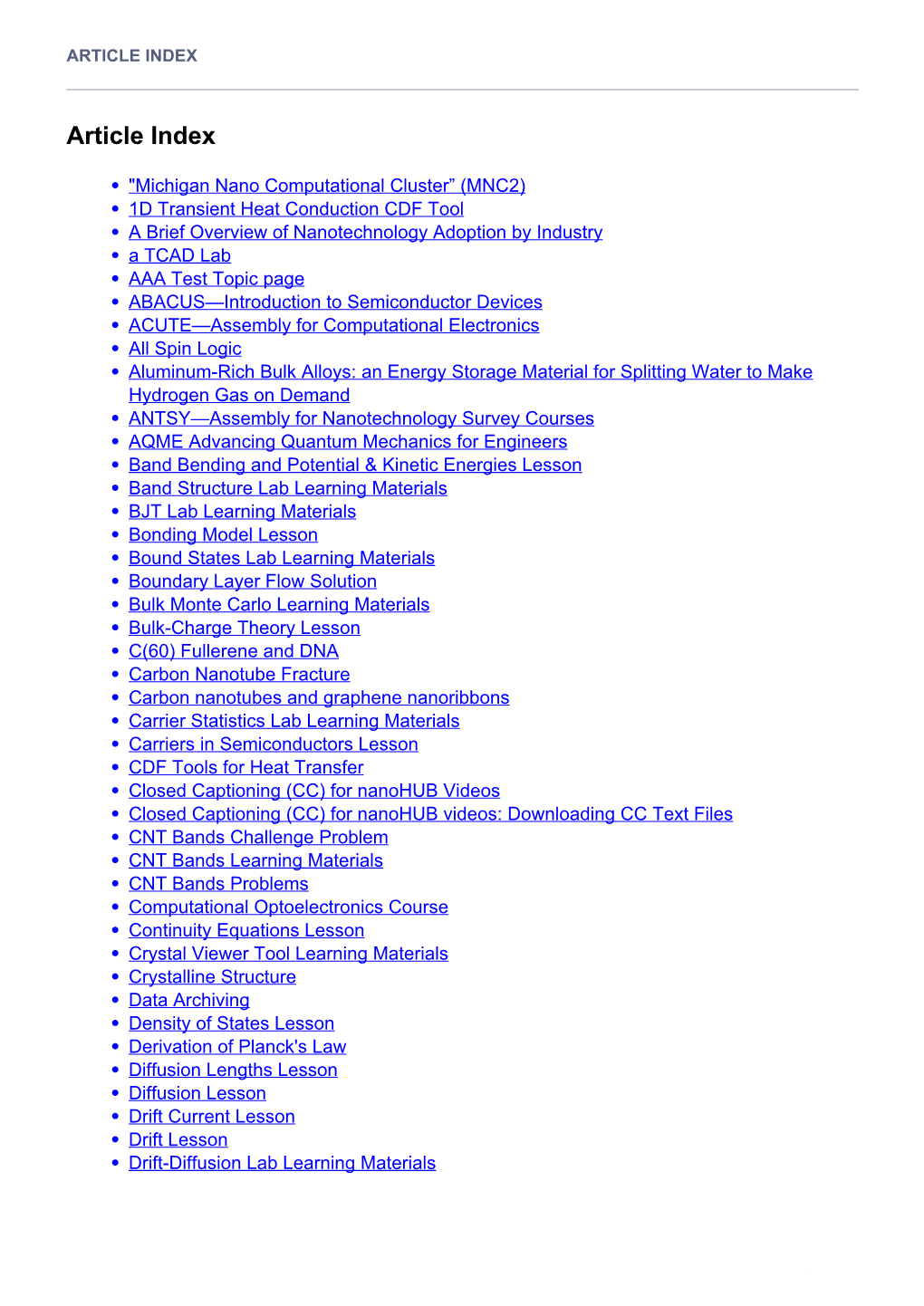 Article Index