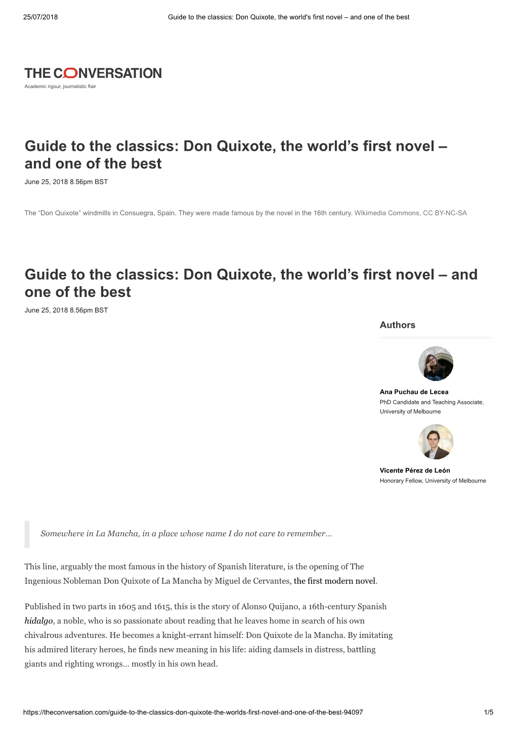 Guide to the Classics: Don Quixote, the World's First Novel – and One of the Best