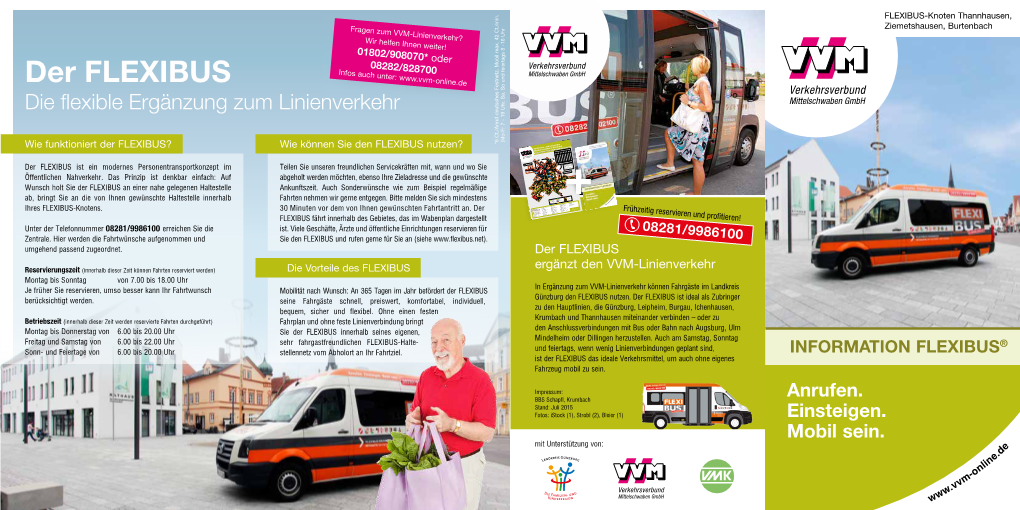 Der FLEXIBUS Infos Auch Unter: Die Flexible Ergänzung Zum Linienverkehr *6 Ct./Anruf Deutsches Festnetz