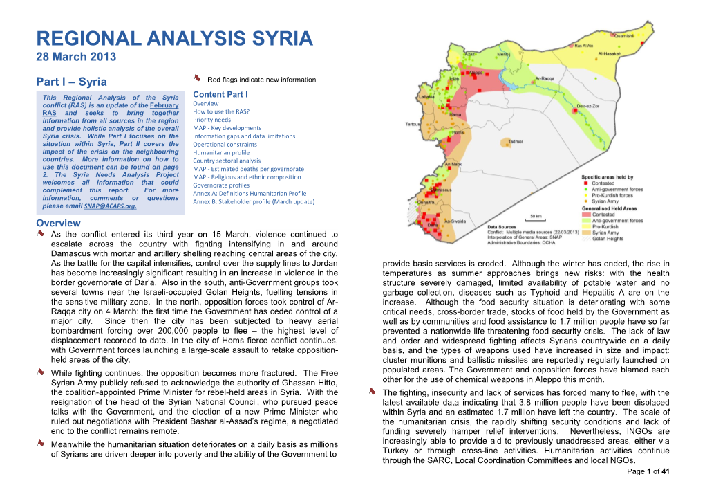 REGIONAL ANALYSIS SYRIA 28 March 2013