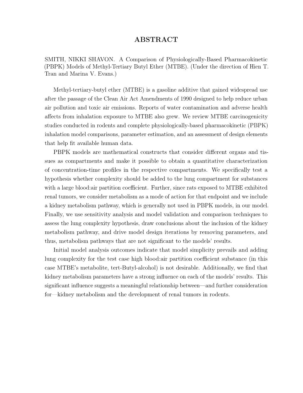 PBPK) Models of Methyl-Tertiary Butyl Ether (MTBE