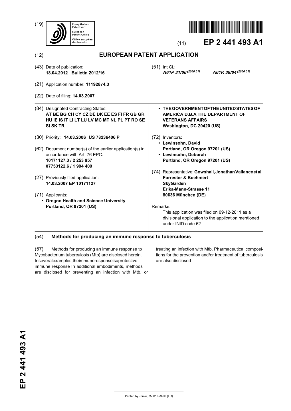 Methods for Producing an Immune Response to Tuberculosis