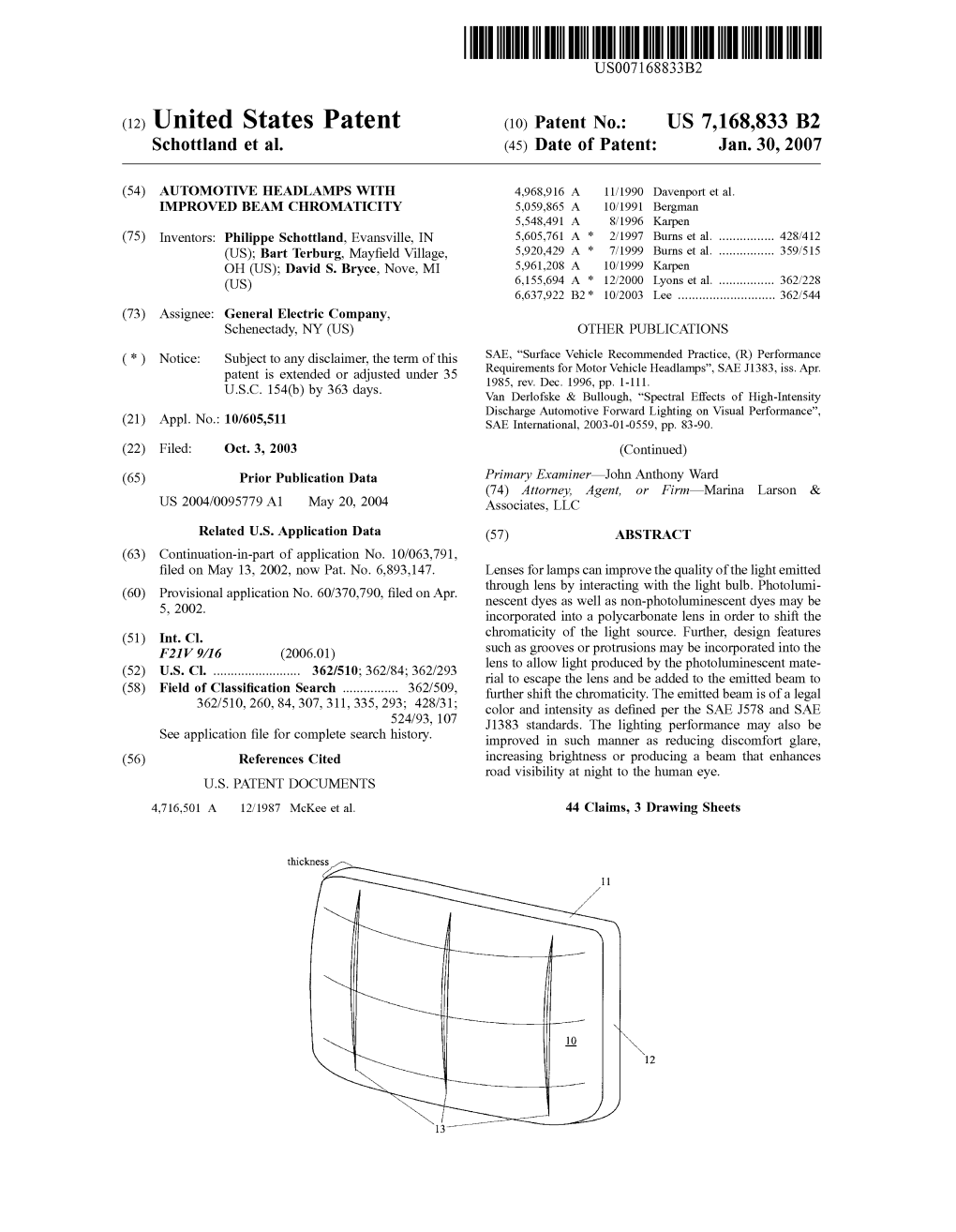 (12) United States Patent (10) Patent No.: US 7,168,833 B2 Schottland Et Al