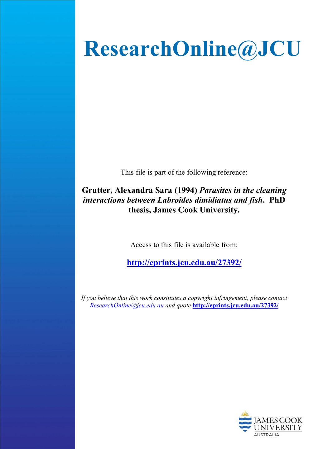 Parasites in the Cleaning Interactions Between Labroides Dimidiatus and Fish