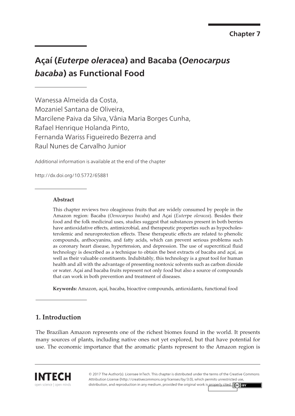 (Oenocarpus Bacaba) As Functional Food