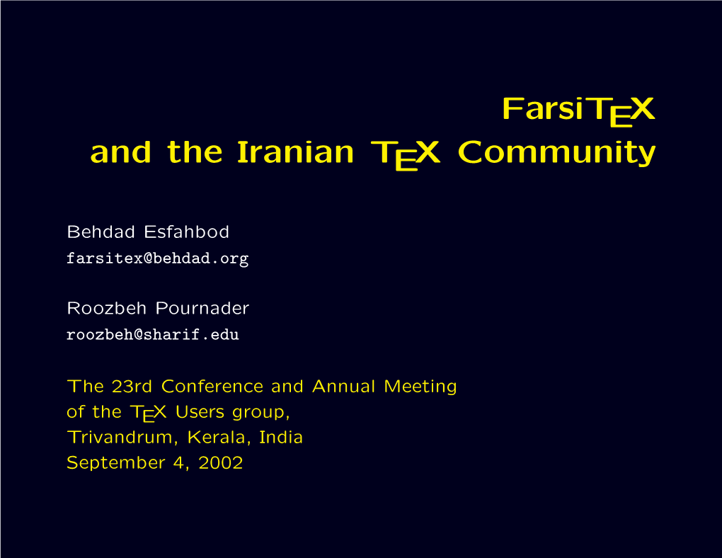 Farsitex and the Iranian TEX Community