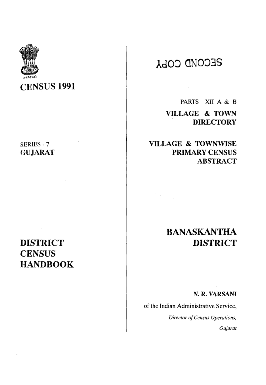 District Census Handbook, Banaskantha, Part XII a & B, Series-7