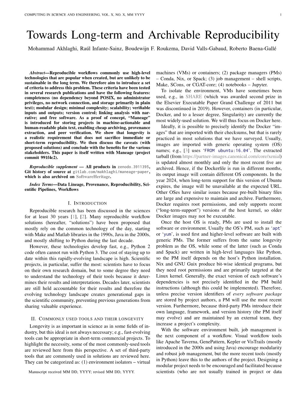 Towards Long-Term and Archivable Reproducibility Mohammad Akhlaghi, Ra´Ul Infante-Sainz, Boudewijn F