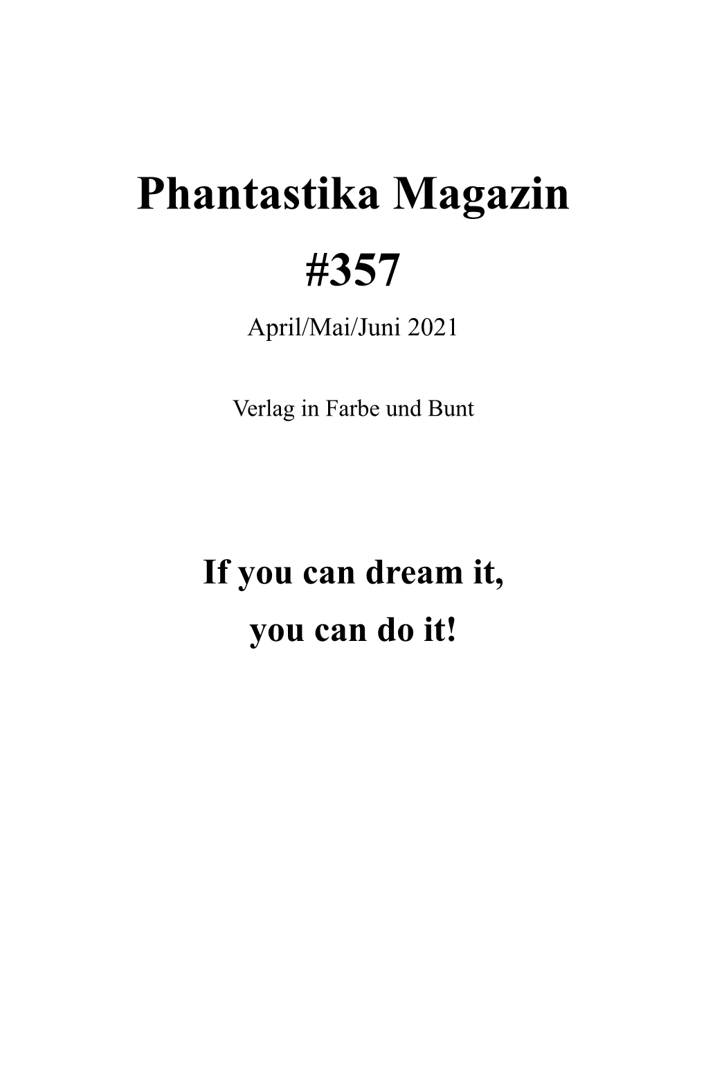 Phantastika Magazin #357 April/Mai/Juni 2021