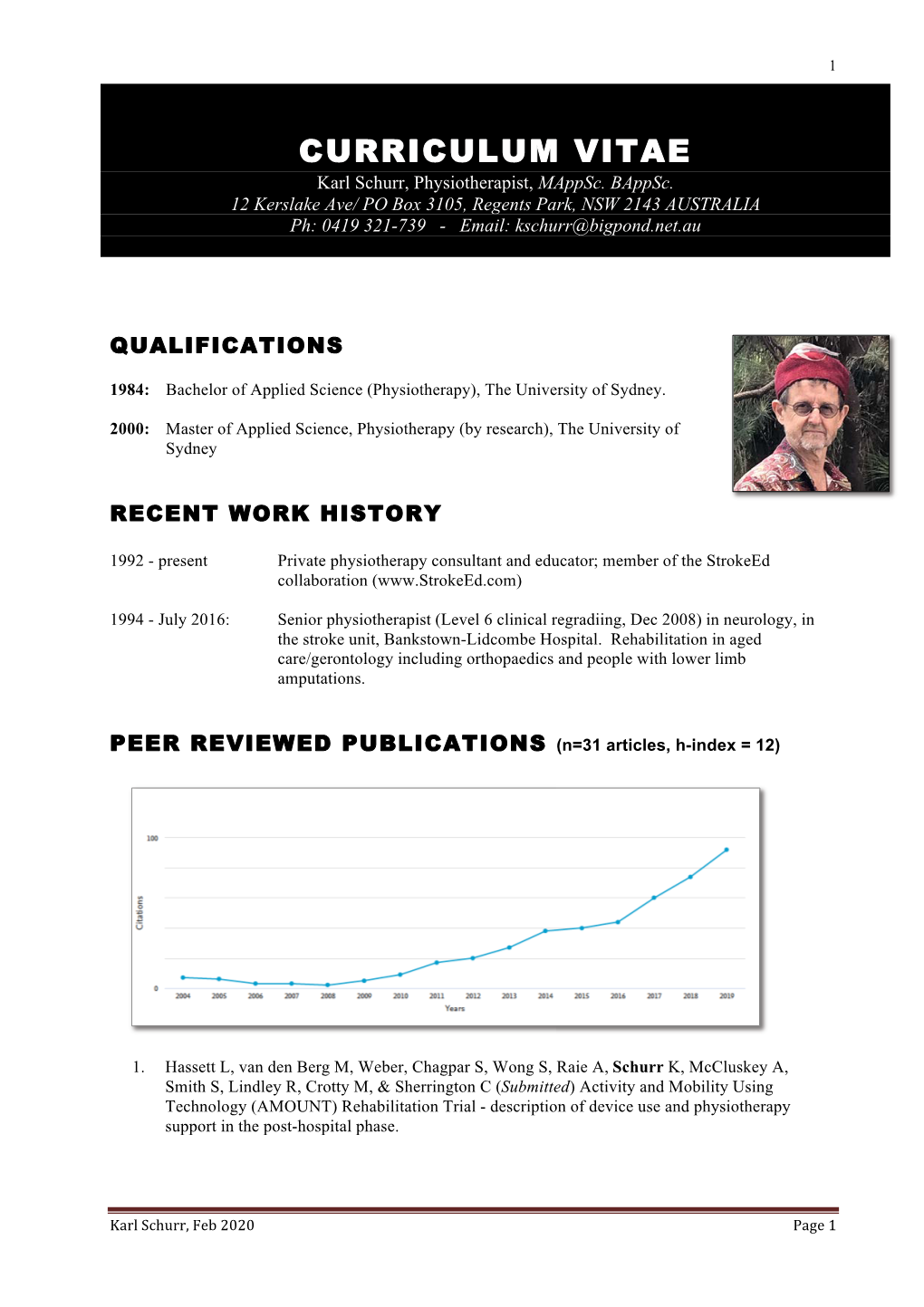 CURRICULUM VITAE Karl Schurr, Physiotherapist, Mappsc