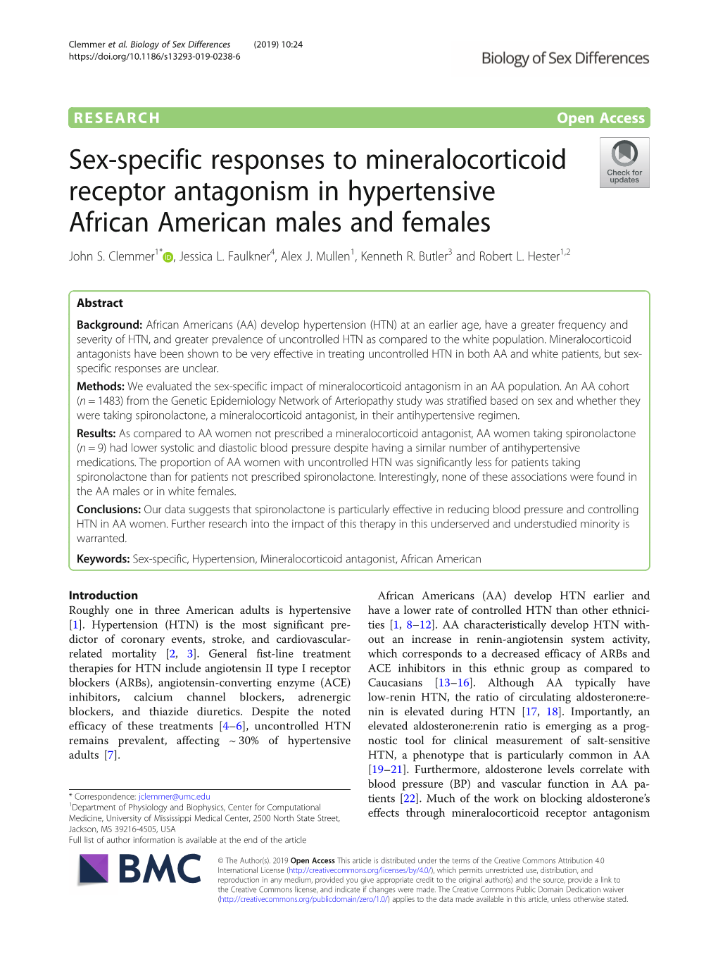 Sex-Specific Responses to Mineralocorticoid Receptor Antagonism in Hypertensive African American Males and Females John S