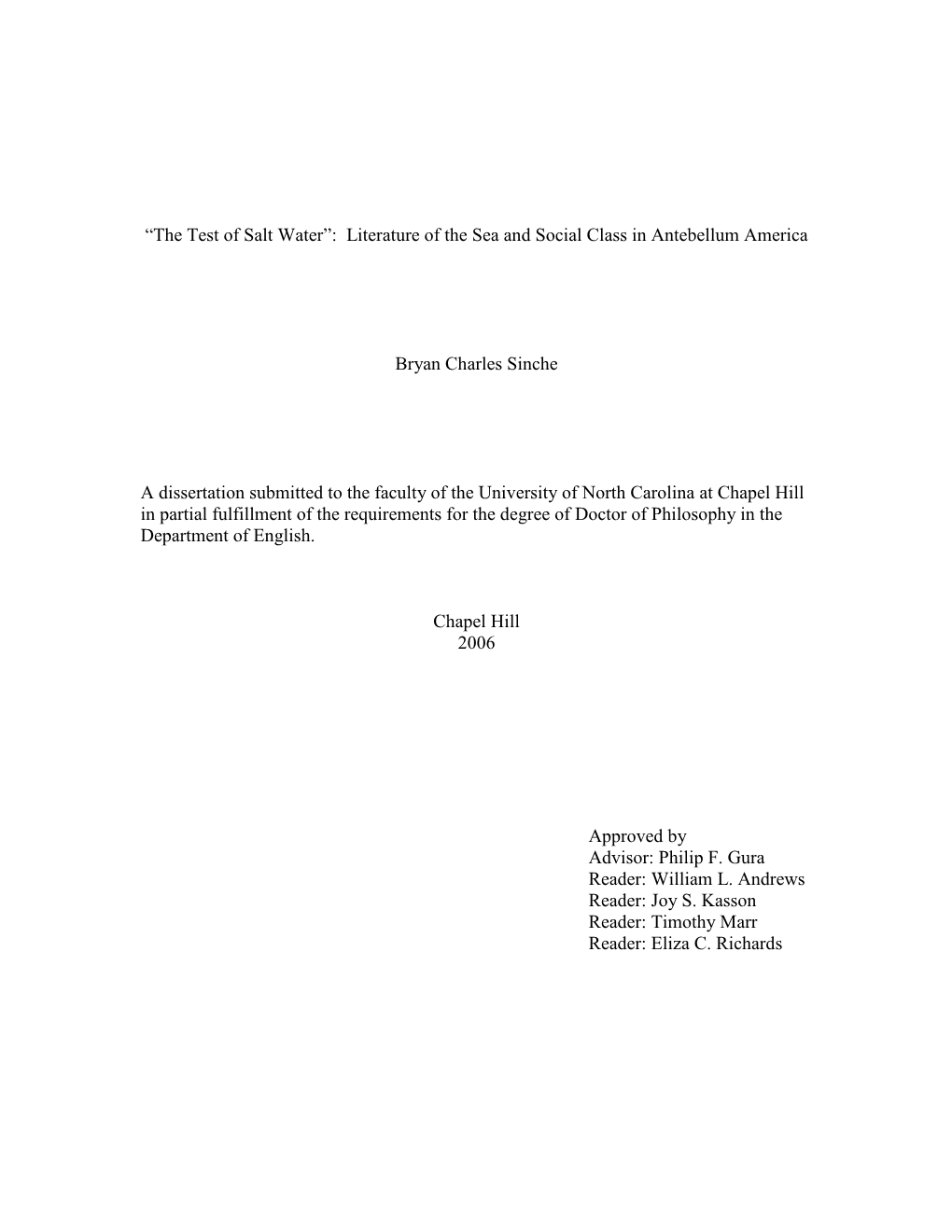 Literature of the Sea and Social Class in Antebellum America