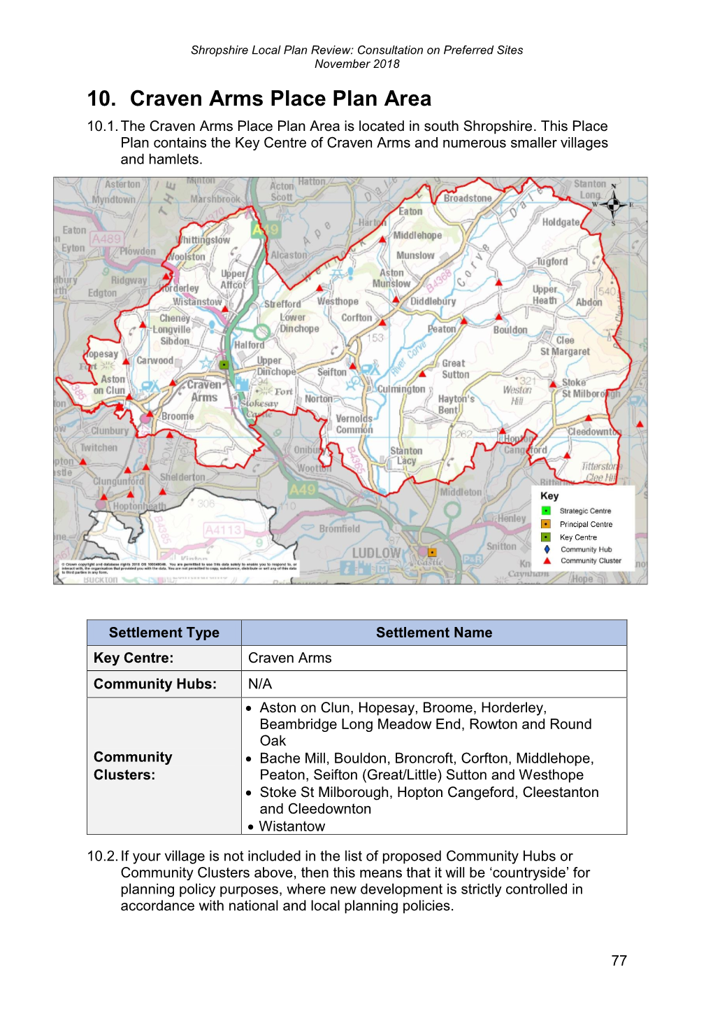 10. Craven Arms Place Plan Area 10.1
