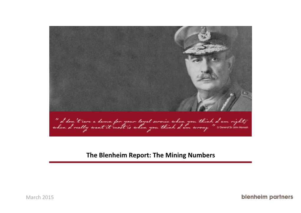 The Blenheim Report the Numbers