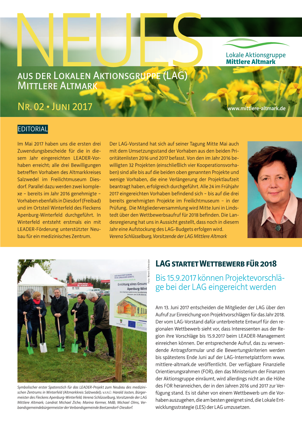 Aus Der Lokalen Aktionsgruppe (LAG) Mittlere Altmark Nr. 02 • Juni 2017