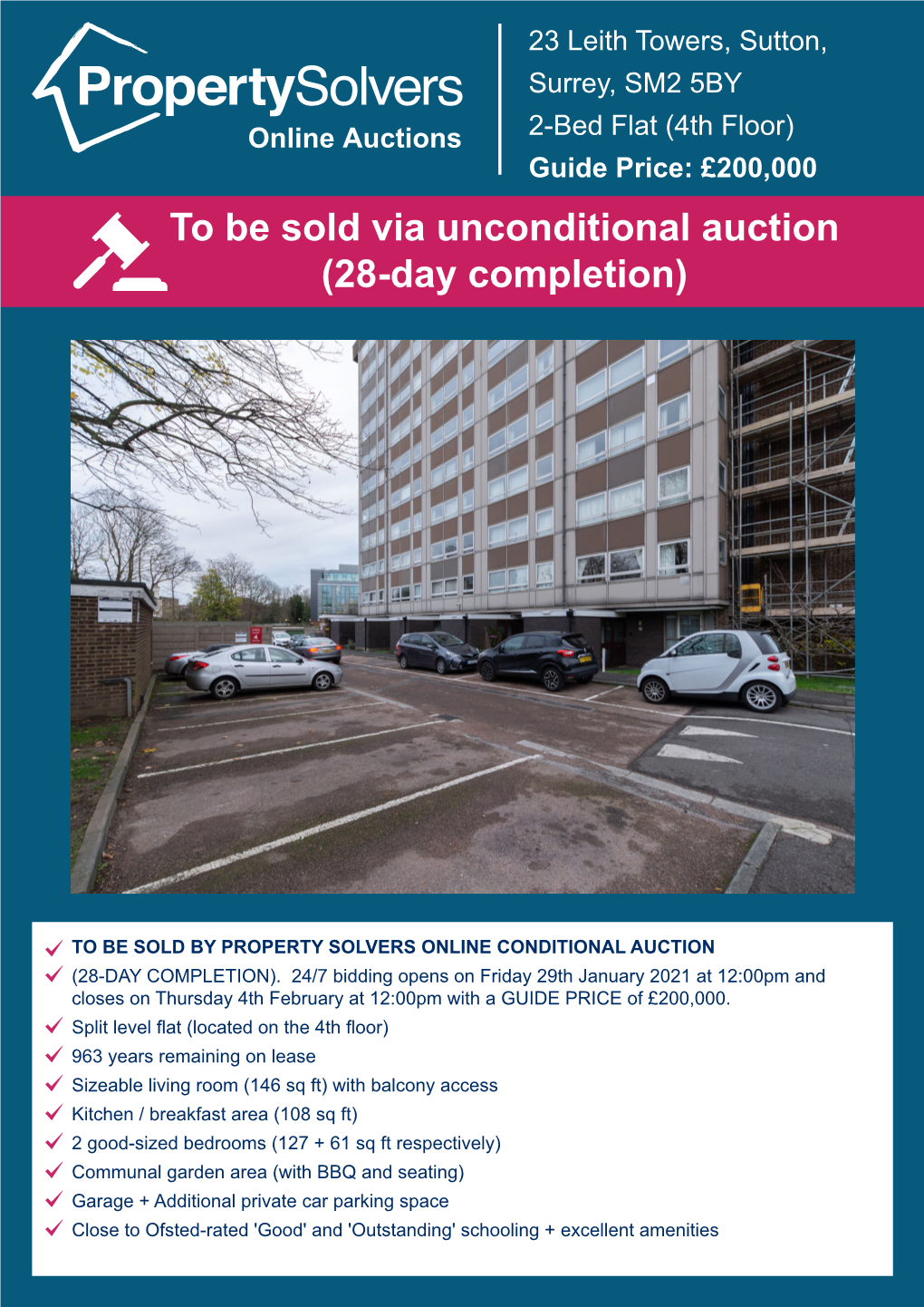 To Be Sold Via Unconditional Auction (28-Day Completion)