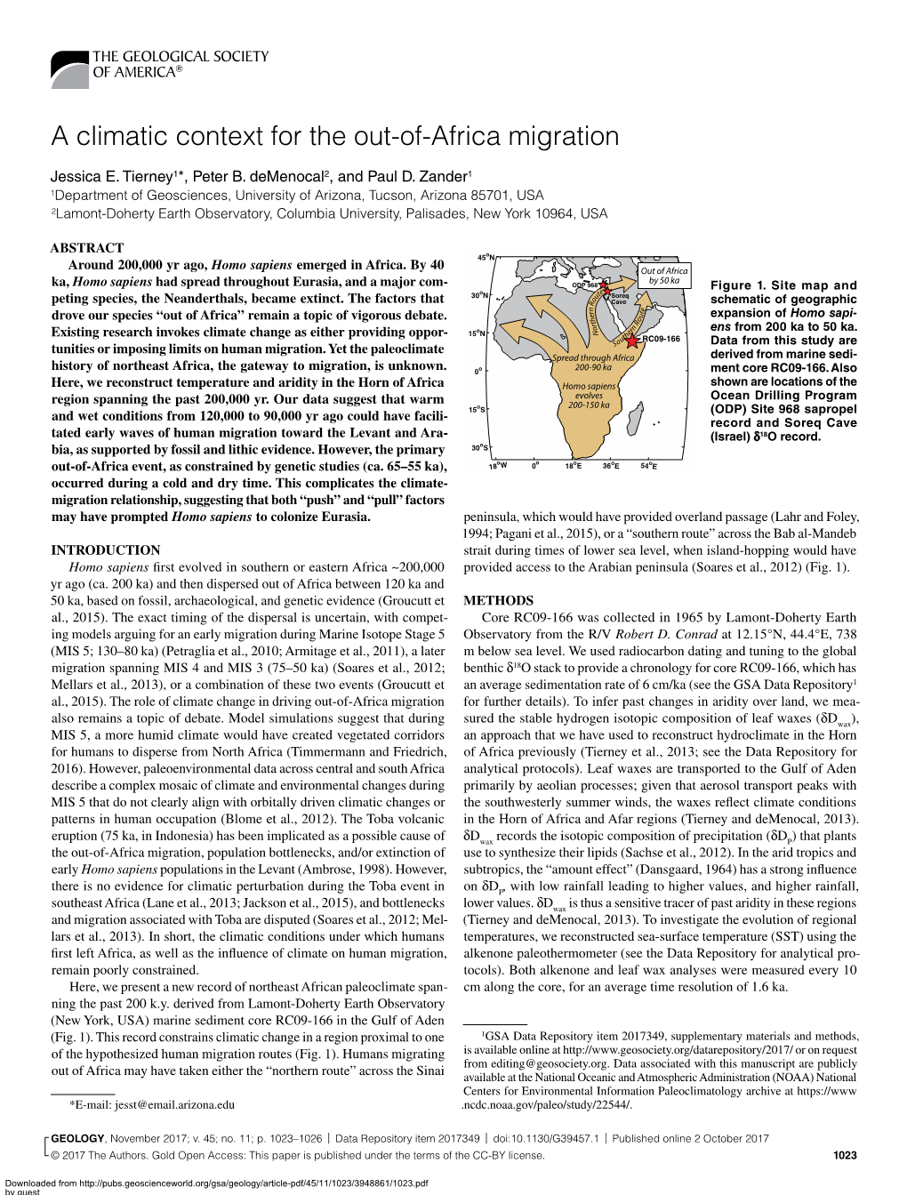 A Climatic Context for the Out-Of-Africa Migration