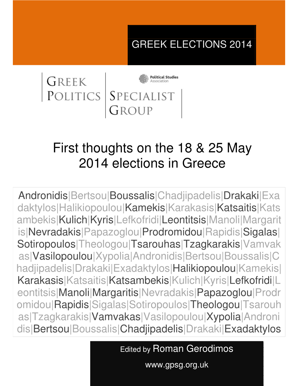 First Thoughts on the 18 & 25 May 2014 Elections in Greece