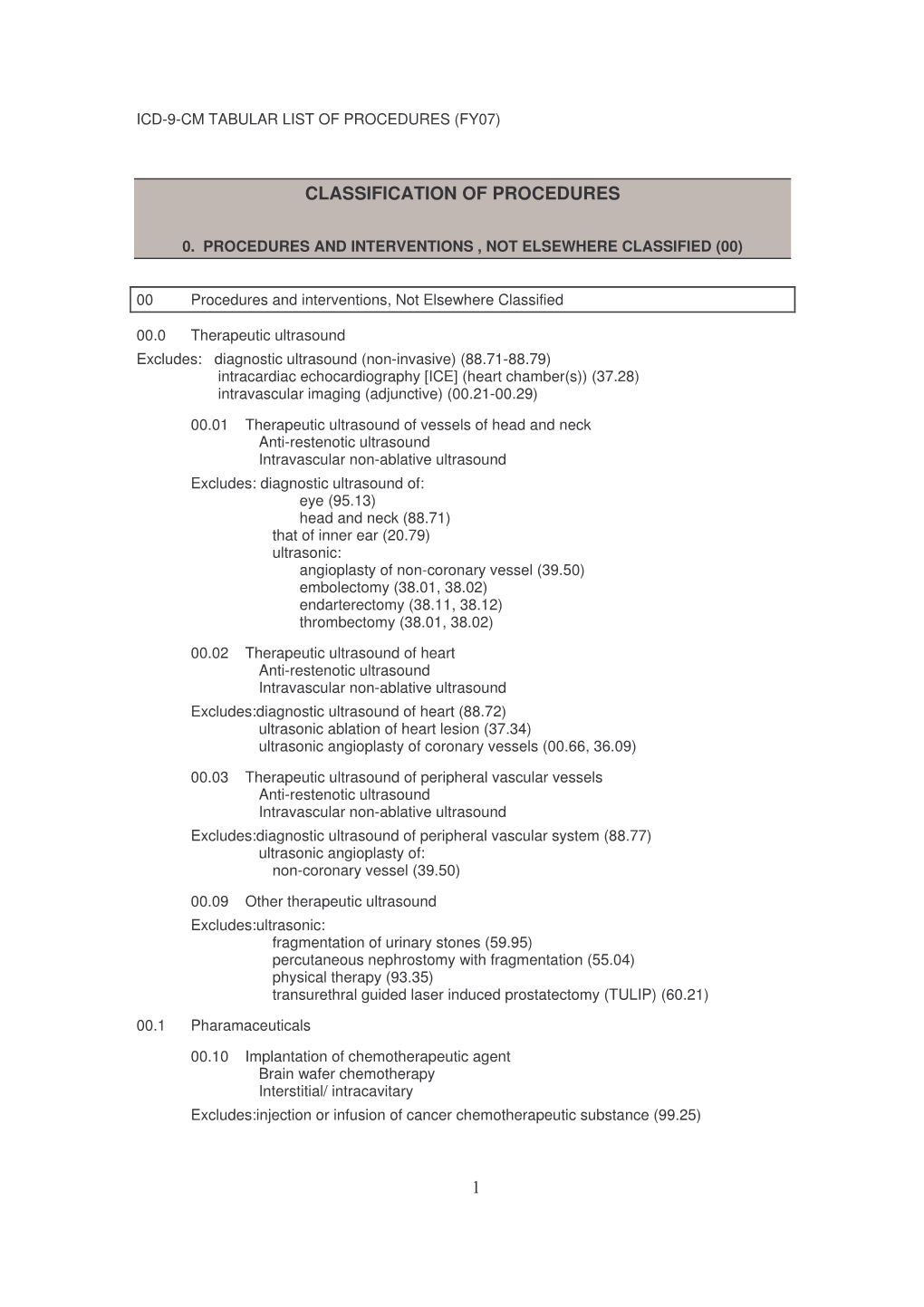 1 Classification of Procedures