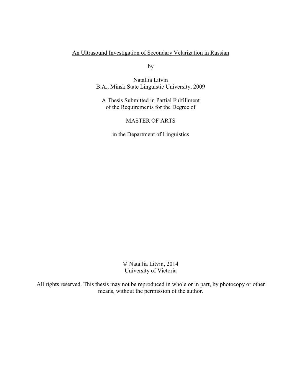 An Ultrasound Investigation of Secondary Velarization in Russian