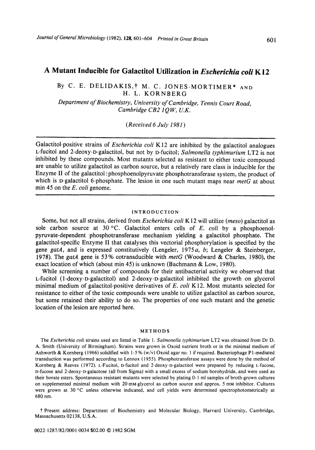 A Mutant Inducible for Galactitol Utilization in Eschen'chia COU K 12