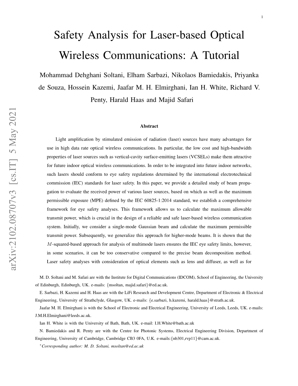 Safety Analysis for Laser-Based Optical Wireless Communications: a Tutorial