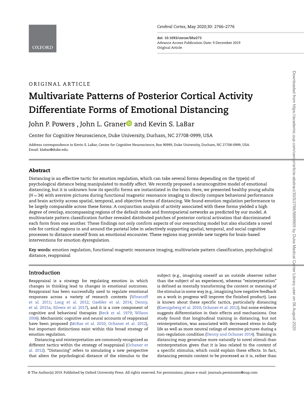 A Paper in Cerebral Cortex