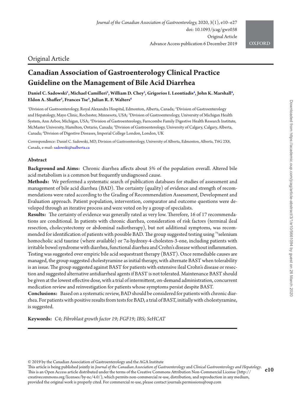 Canadian Association of Gastroenterology Clinical Practice