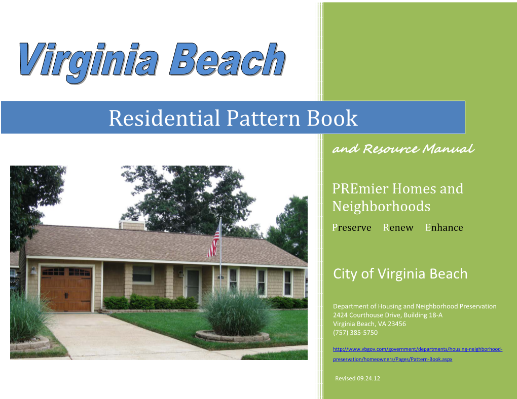 Residential Pattern Book