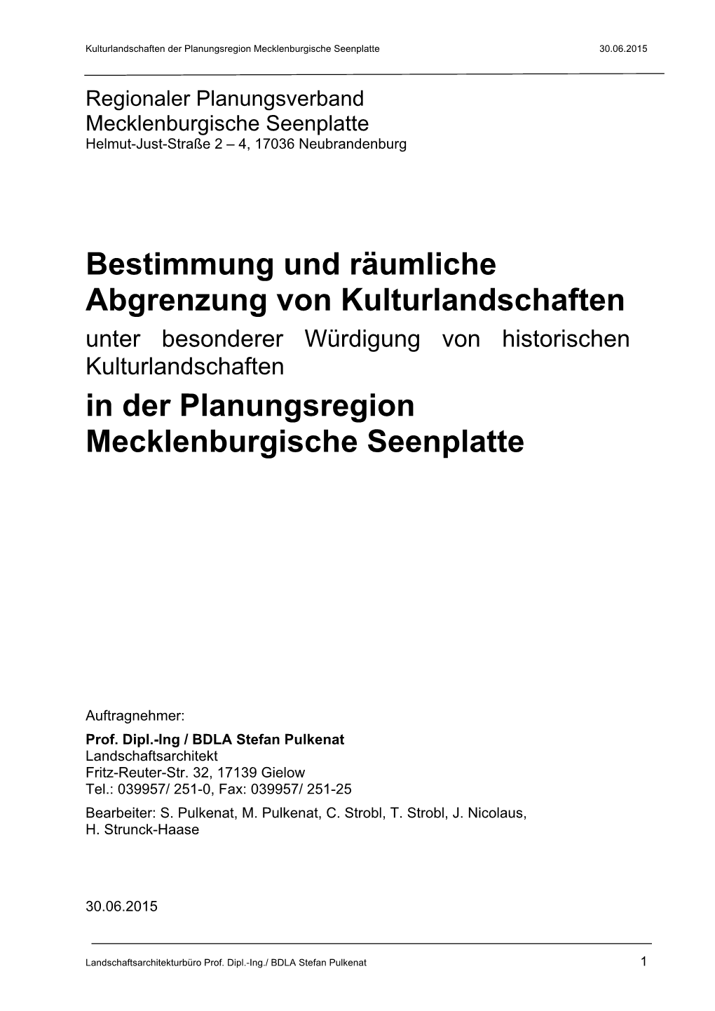 Bestimmung Und Räumliche Abgrenzung Von Kulturlandschaften