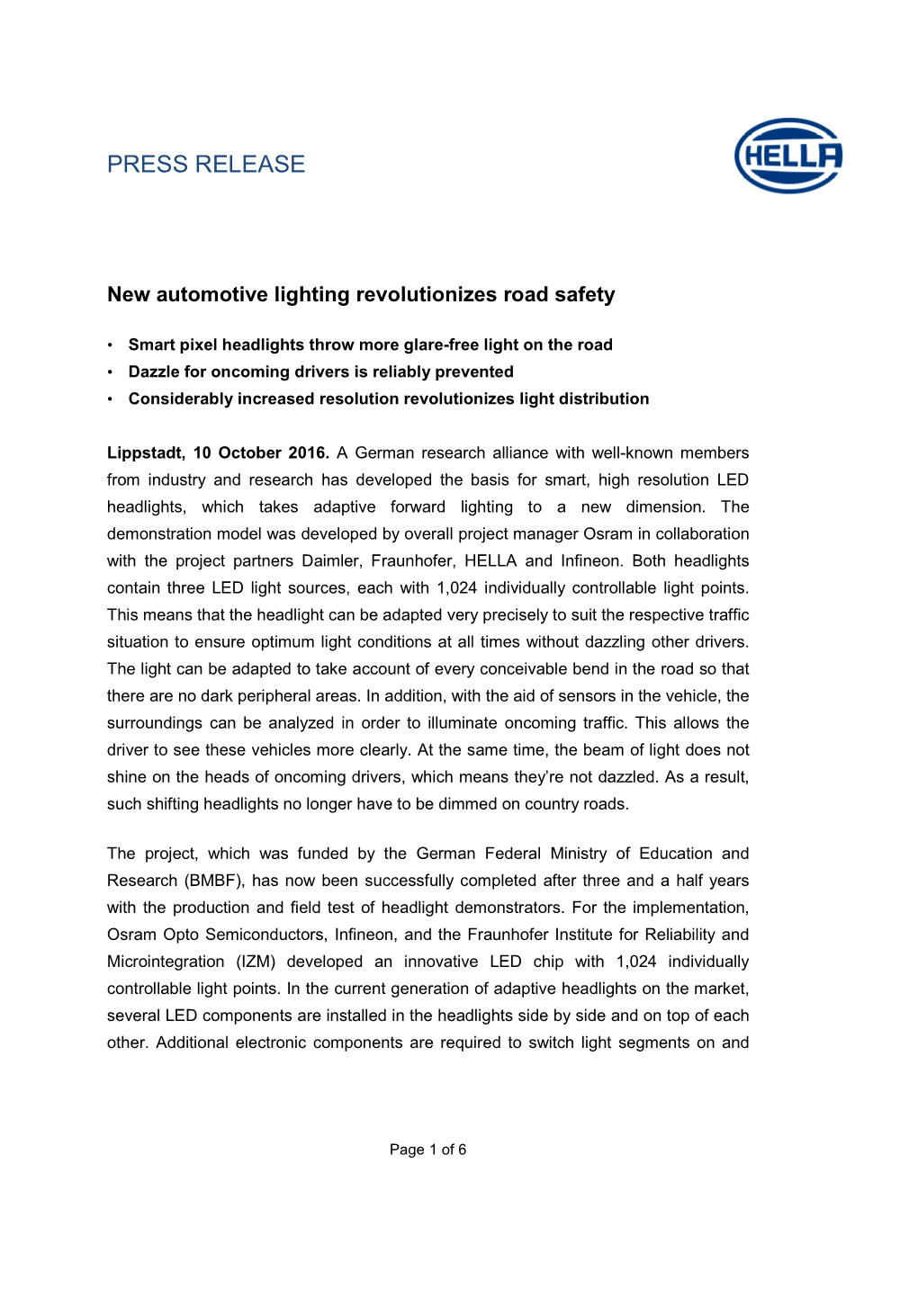 2016.10.10 HELLA PM40 En New Automotive Lighting Revolutionizes Road Safety