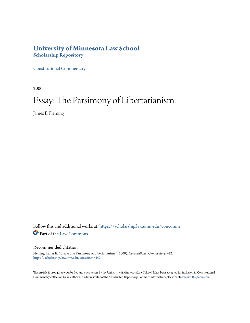 The Parsimony of Libertarianism