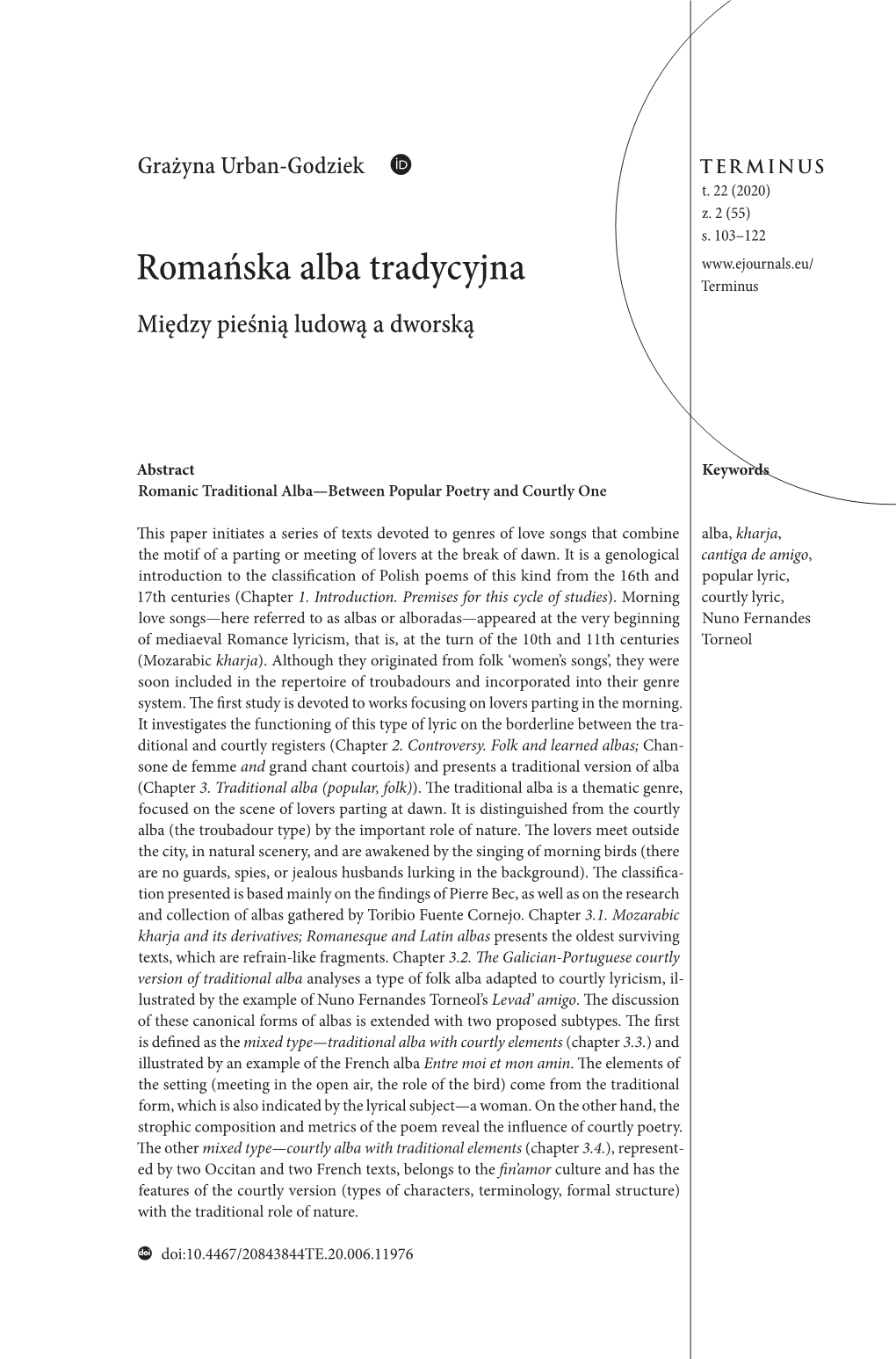 Romańska Alba Tradycyjna. Między Pieśnią Ludową a Dworską