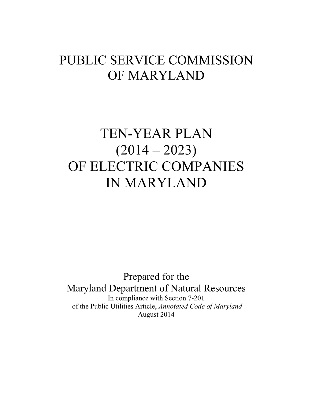 (2014 – 2023) of Electric Companies in Maryland