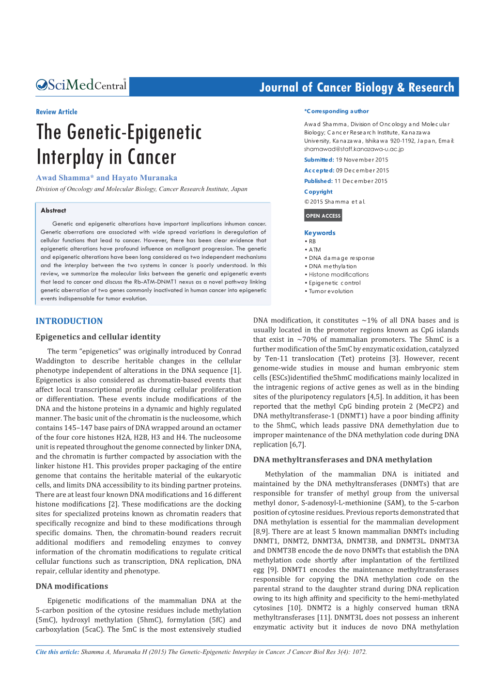 The Genetic-Epigenetic Interplay in Cancer