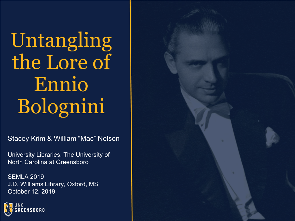 Untangling the Lore of Ennio Bolognini