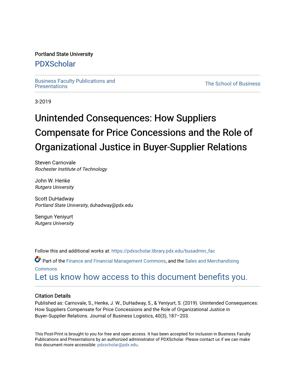 How Suppliers Compensate for Price Concessions and the Role of Organizational Justice in Buyer-Supplier Relations